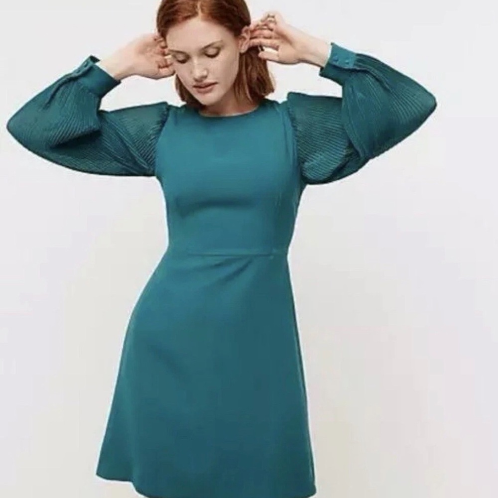 J. Crew Elegant Teal Long Sleeve Dress